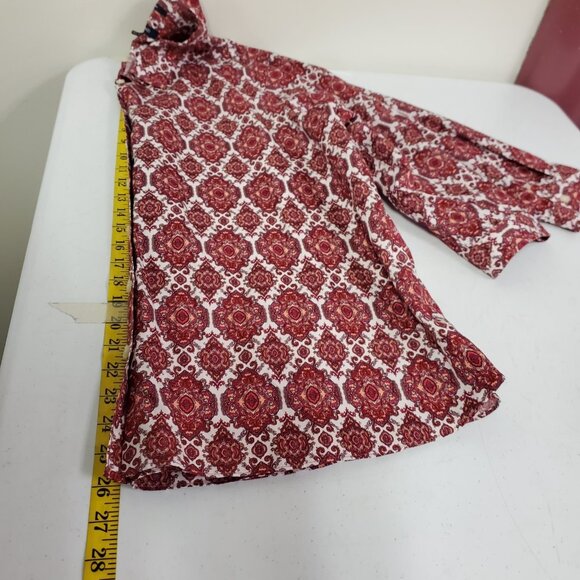 Lands End Womens No Iron Geometric Button Up Shirt Size 18 Pink Office Career - Picture 8 of 10